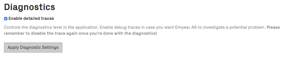 Any errors or warnings are reported on the main landing page.